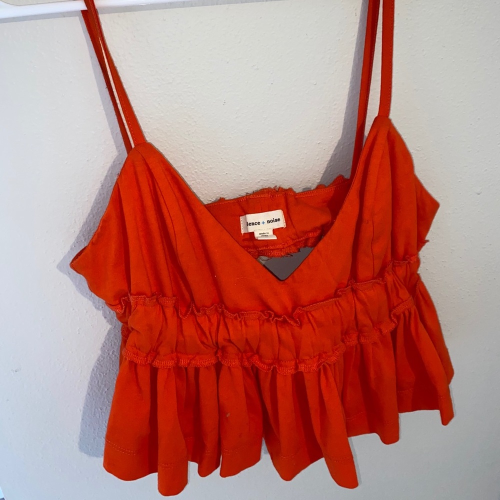 Silence And Noise Red Summer Rouched Top - image 2